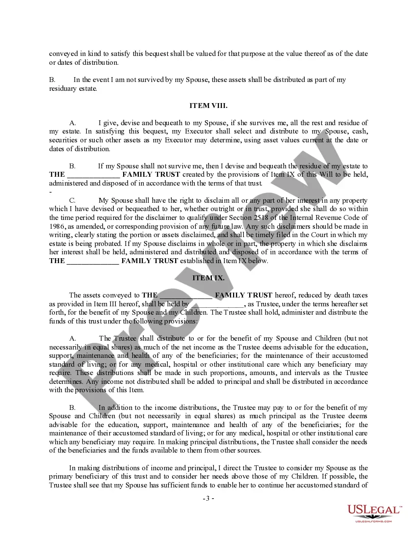 Preview Complex Will with Credit Shelter Marital Trust for Large Estates