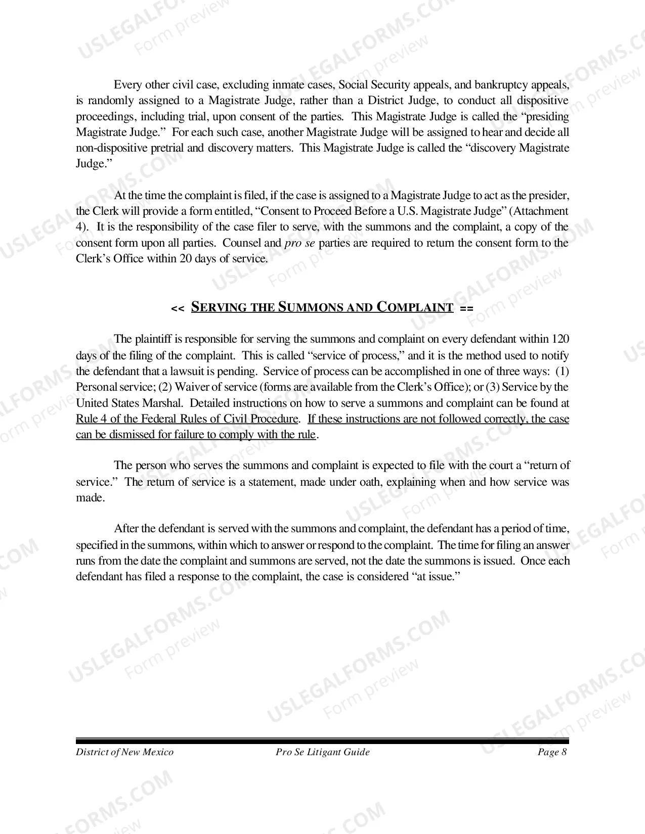 Preview Guide for Pro Se Litigants