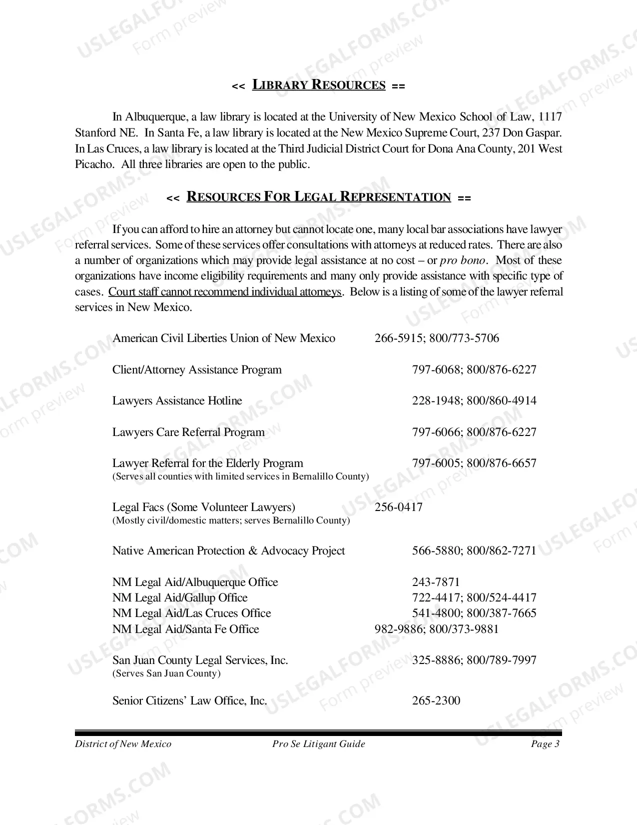 Preview Guide for Pro Se Litigants