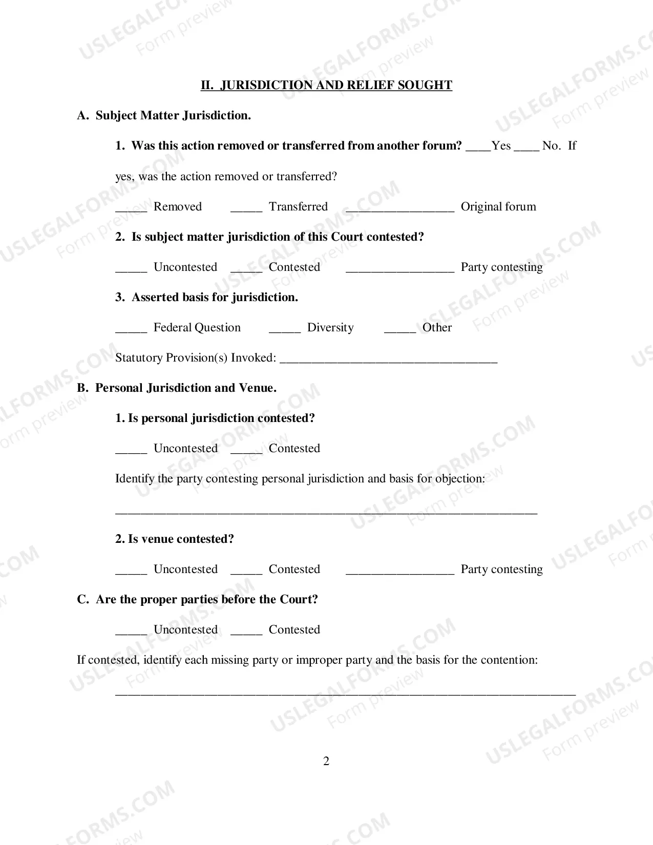Preview Pretrial Order