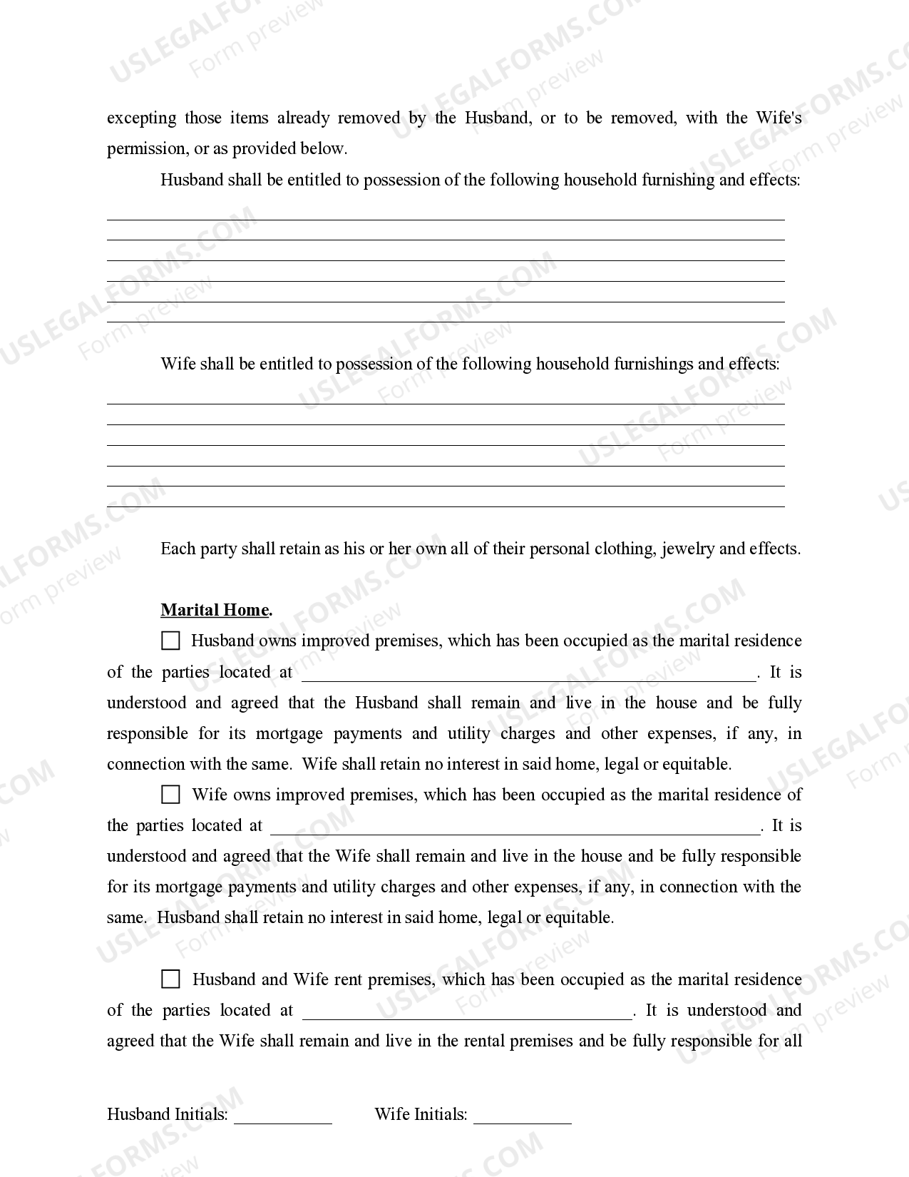 New Mexico Marital Domestic Separation and Property Settlement