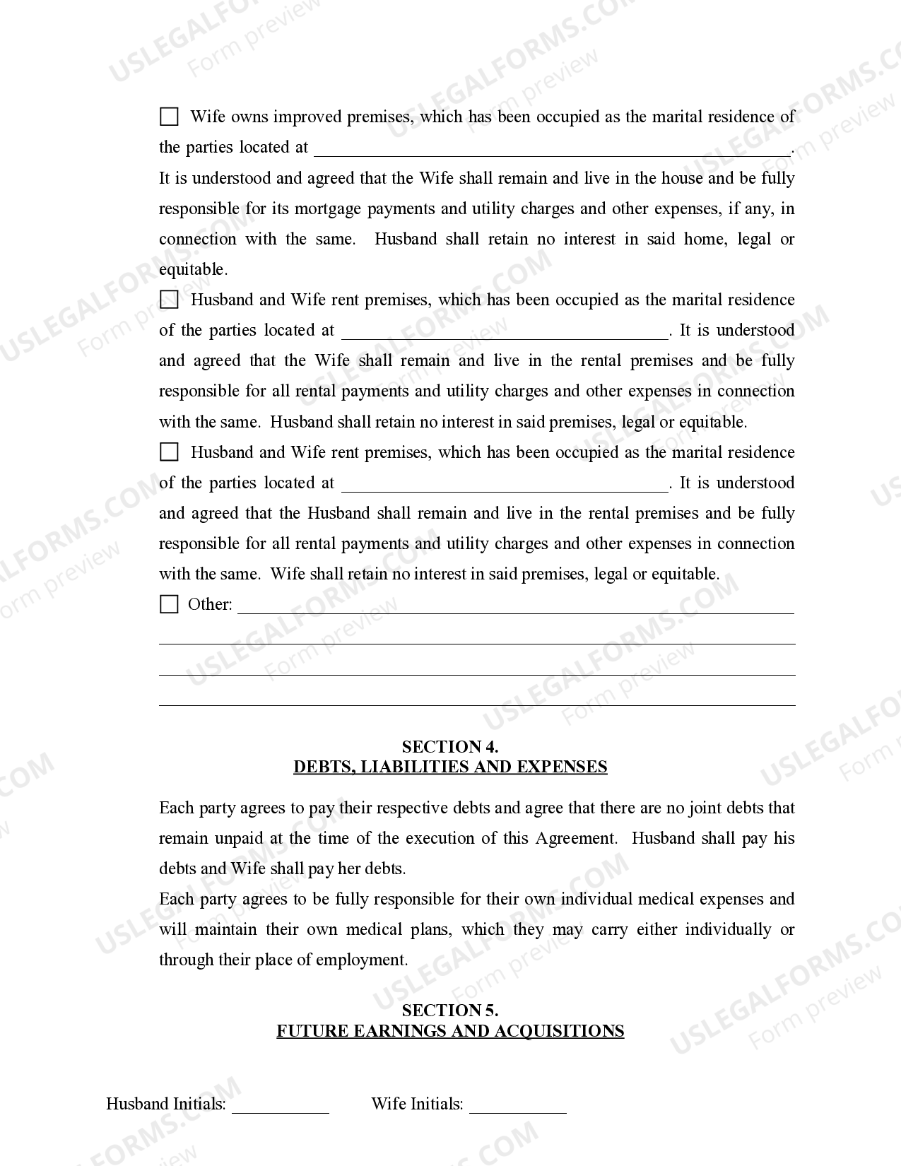 New Mexico Marital Domestic Separation and Property Settlement