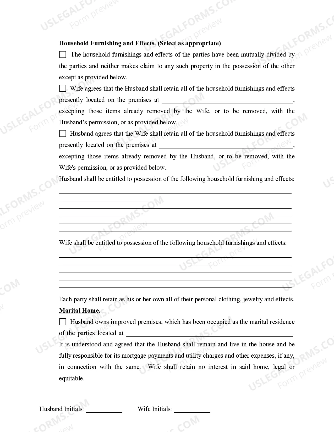 Preview Marital Domestic Separation and Property Settlement Agreement Minor Children no Joint Property or Debts where Divorce Action Filed