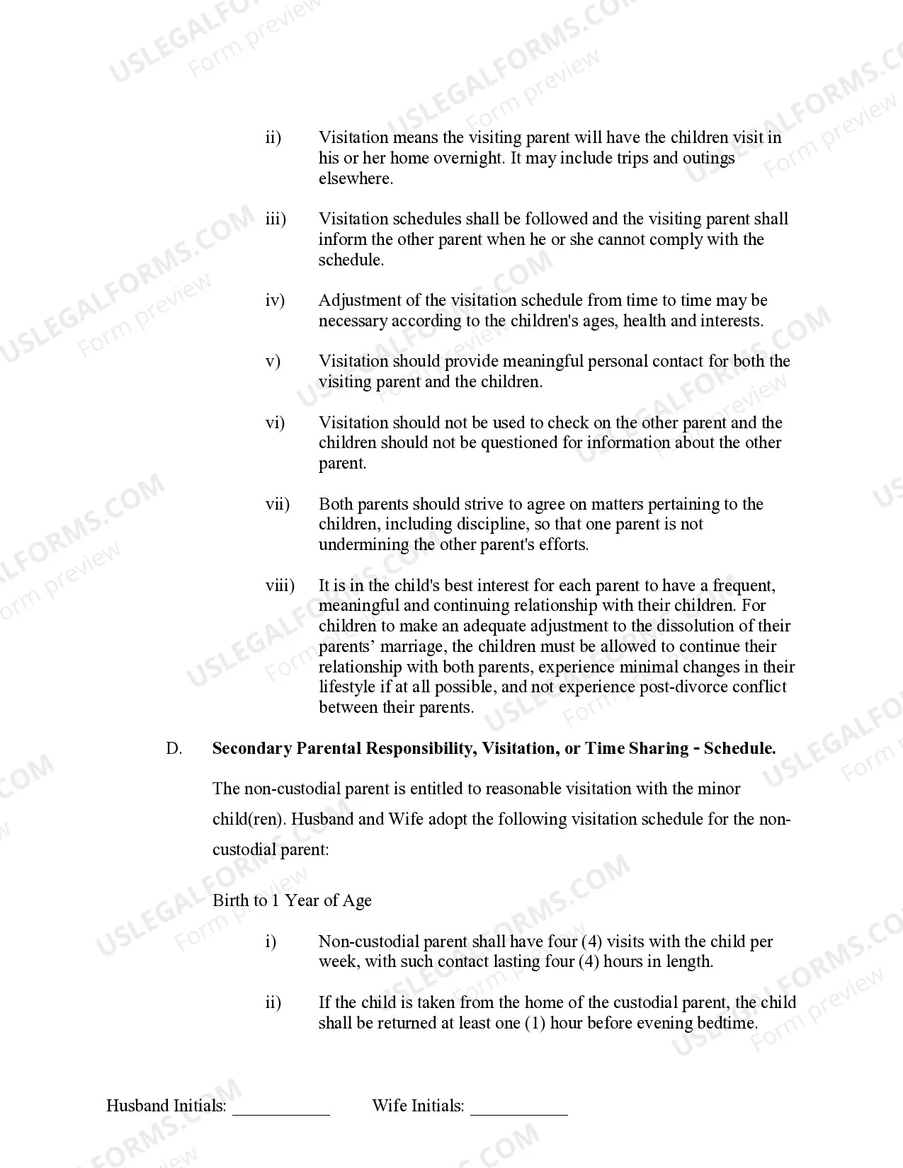 Preview Marital Domestic Separation and Property Settlement Agreement Minor Children no Joint Property or Debts effective Immediately