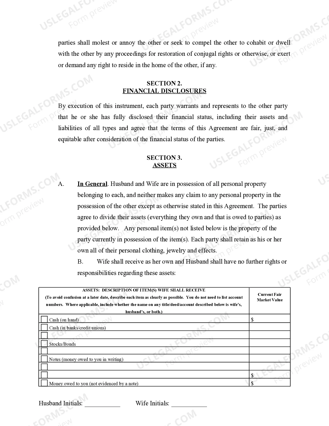 Preview Marital Domestic Separation and Property Settlement Agreement Minor Children Parties May have Joint Property or Debts where Divorce Action Filed