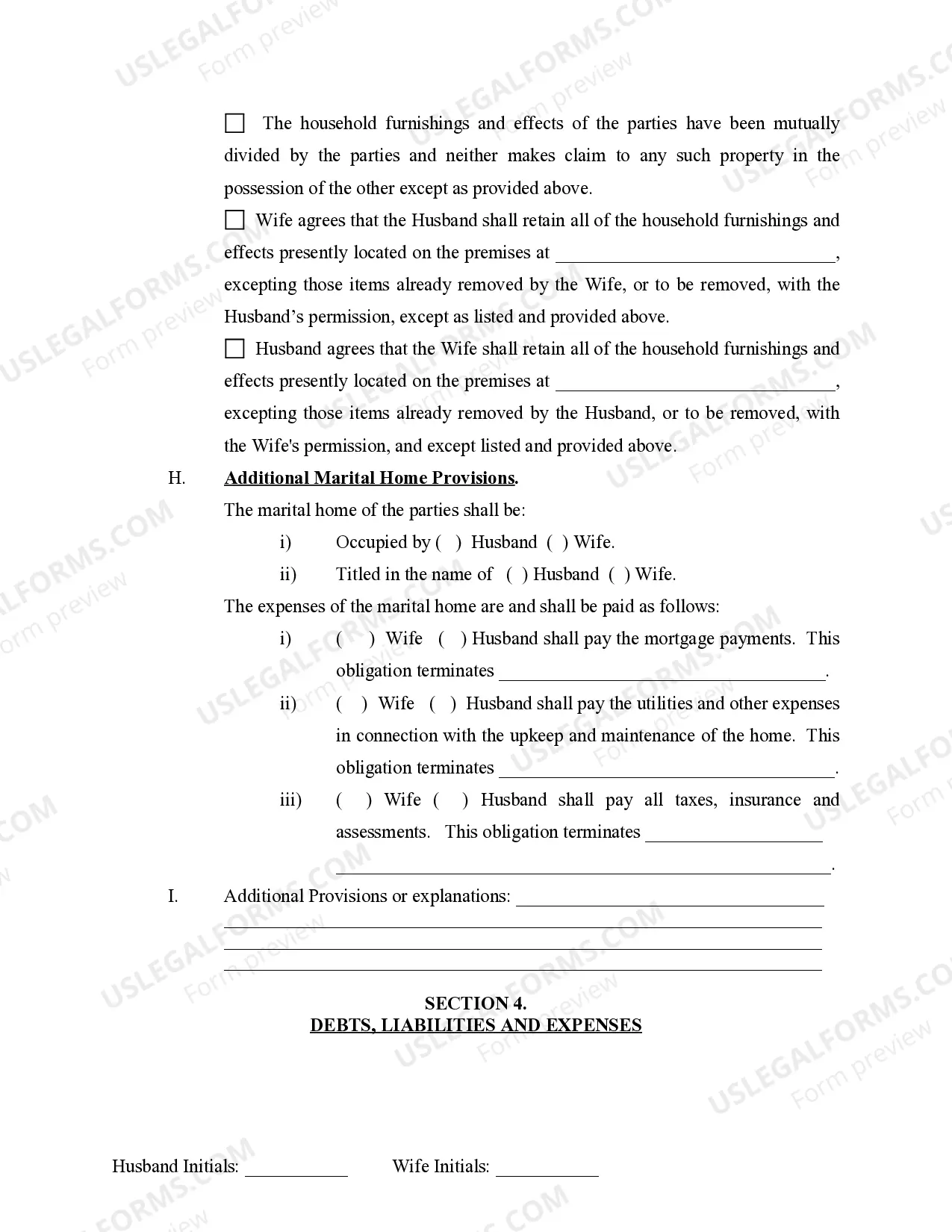 Preview Marital Domestic Separation and Property Settlement Agreement Minor Children Parties May have Joint Property or Debts effective Immediately