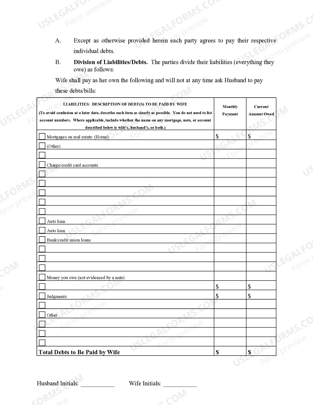 Preview Marital Domestic Separation and Property Settlement Agreement Minor Children Parties May have Joint Property or Debts effective Immediately
