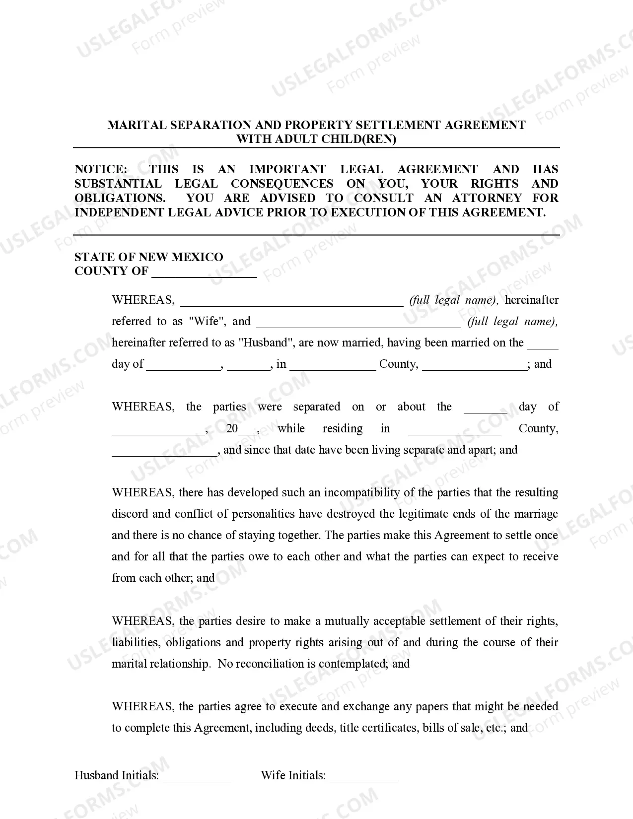 Preview Marital Domestic Separation and Property Settlement Agreement Adult Children Parties May have Joint Property or Debts where Divorce Action Filed