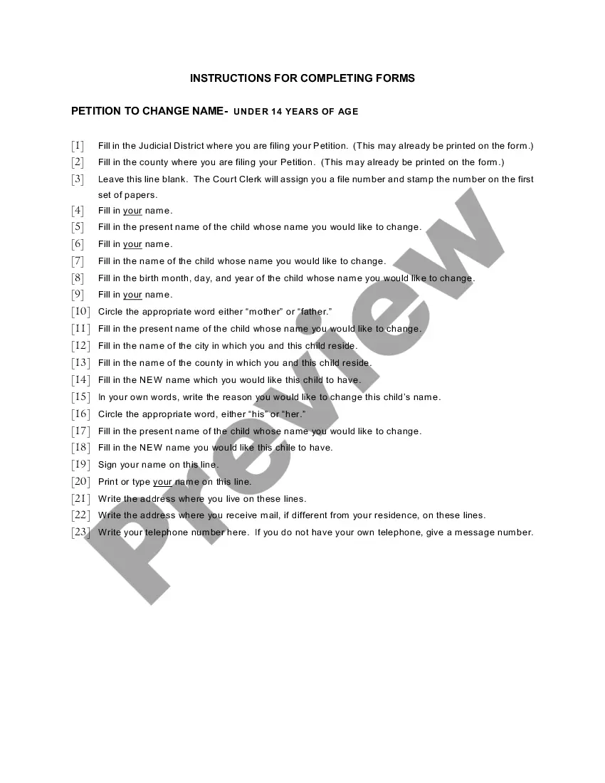 Get Name Change Instructions and Forms for a Minor Under Age 14 - Dona Ana County Only Preview Name Change Instructions and Forms for a Minor Under Age 14 - Dona Ana County Only