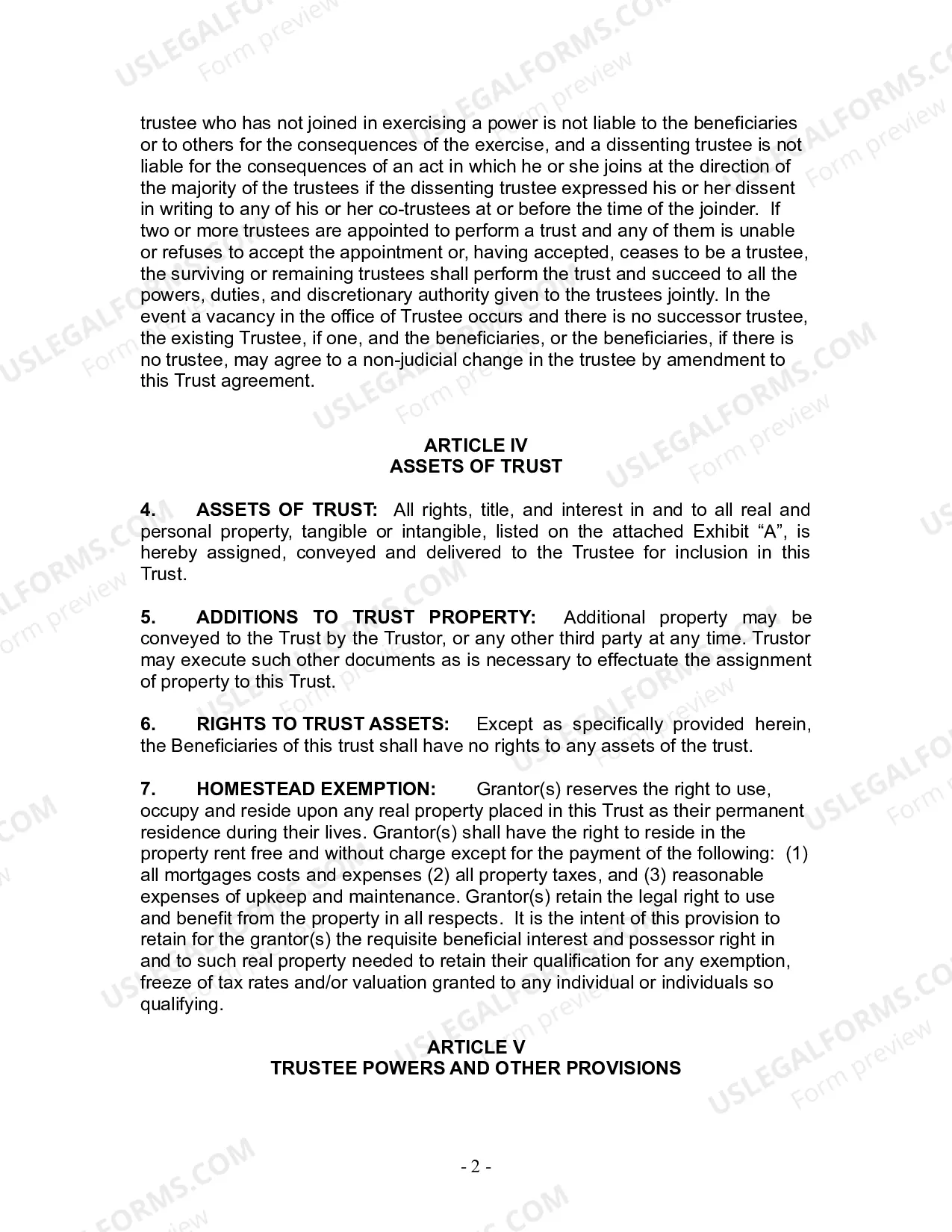 Preview Revocable Living Trust for Husband and Wife with No Children