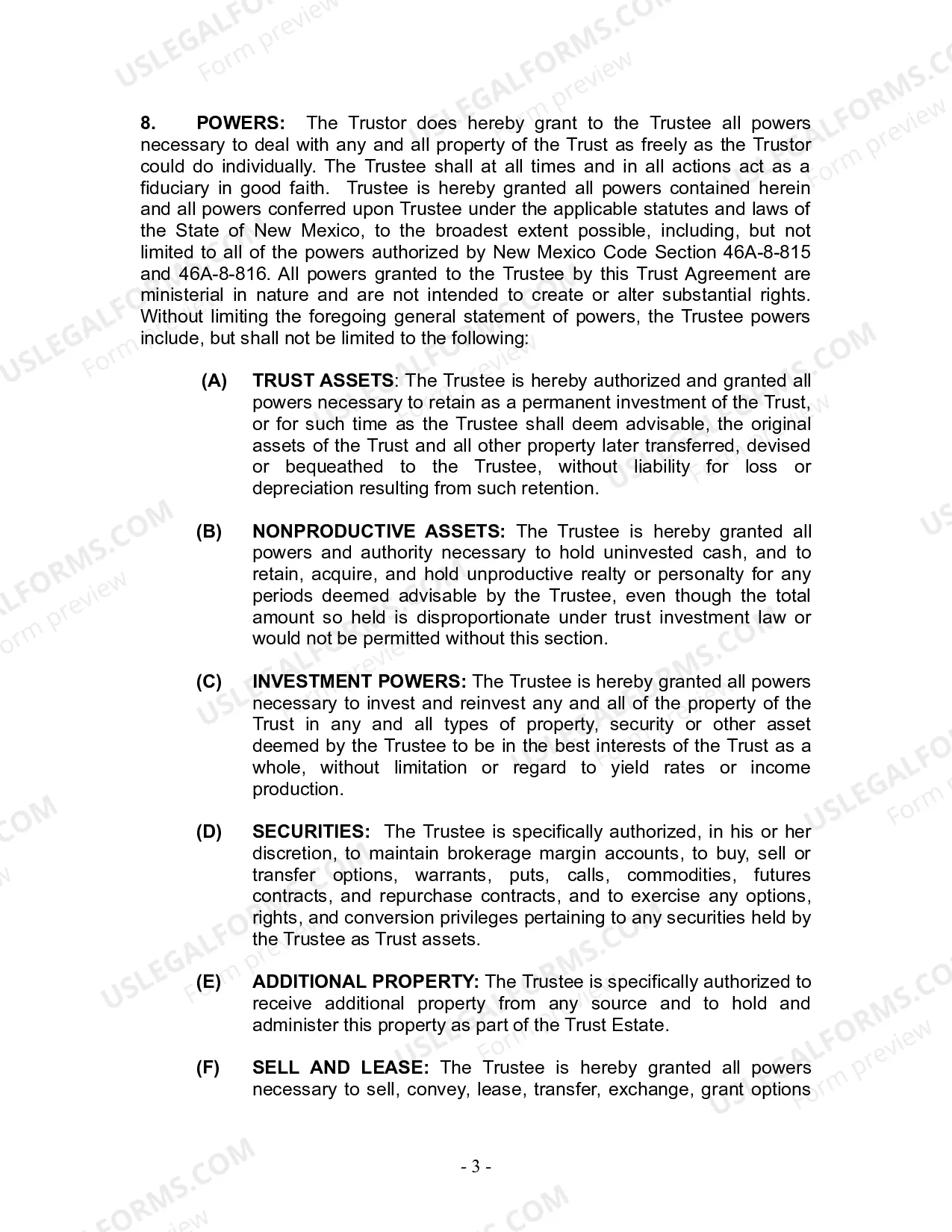 Preview Revocable Living Trust for Husband and Wife with No Children