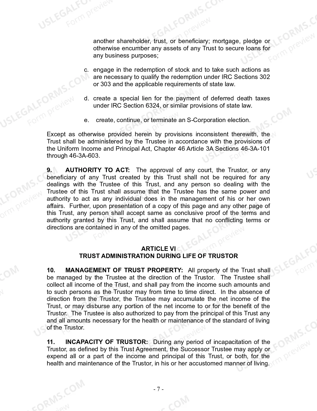 Preview Revocable Living Trust for Husband and Wife with No Children