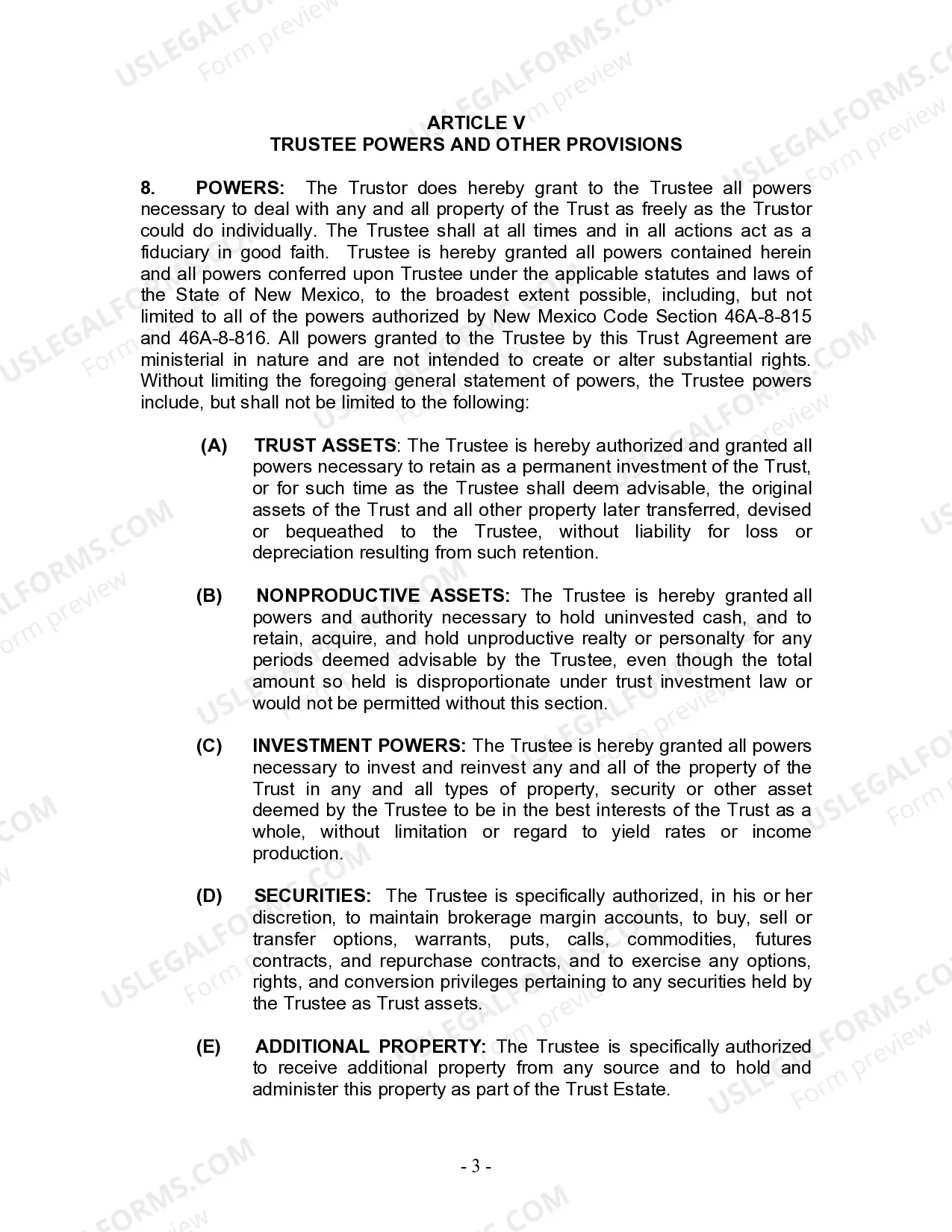 Preview Living Trust for Individual Who is Single, Divorced or Widow or Widower with Children