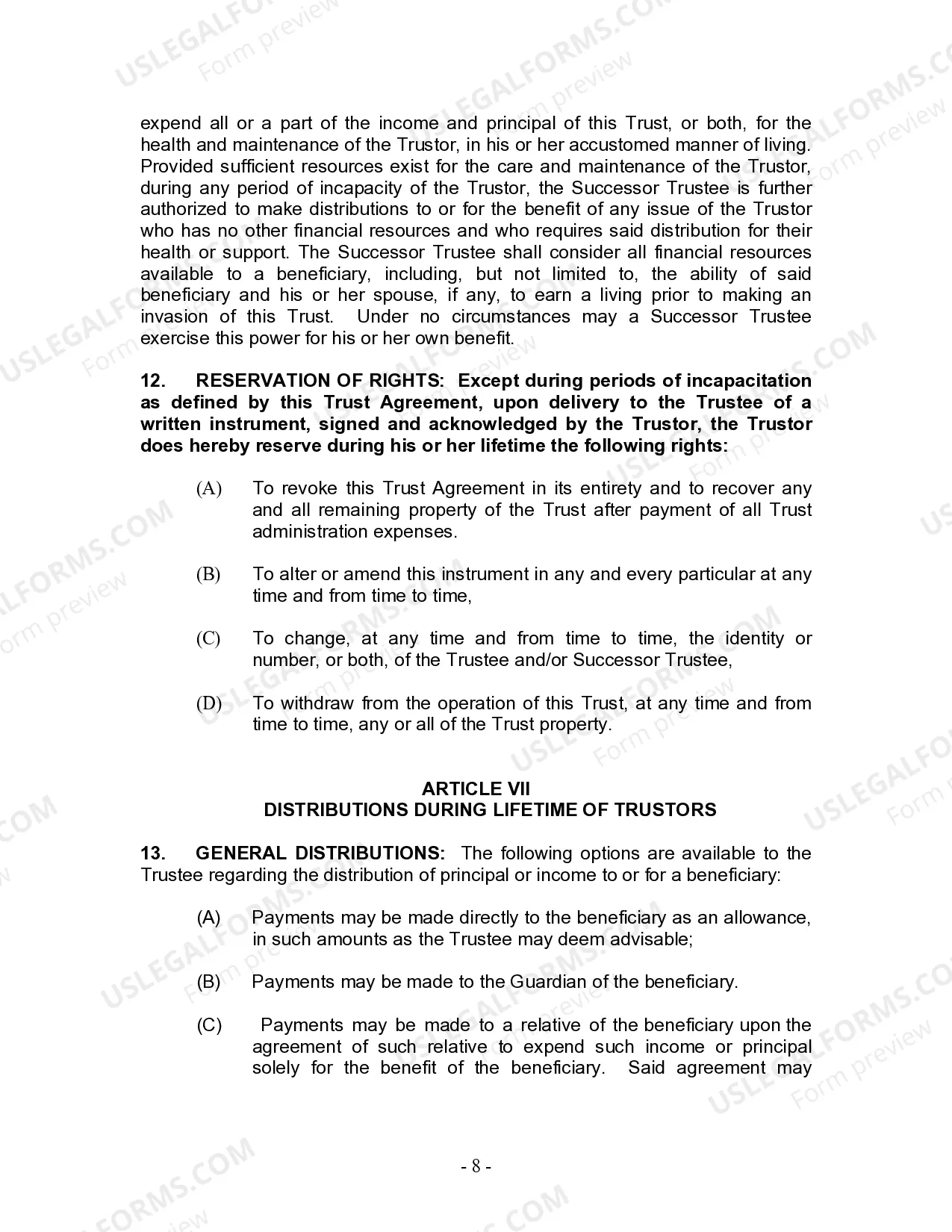 Preview Living Trust for Individual Who is Single, Divorced or Widow or Widower with Children