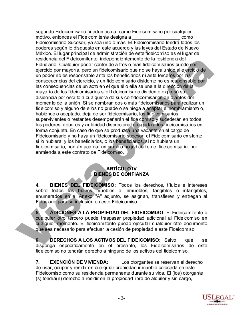 Preview Fideicomiso en vida para esposo y esposa con un hijo