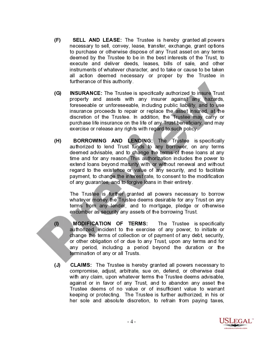 Preview Living Trust for Husband and Wife with One Child