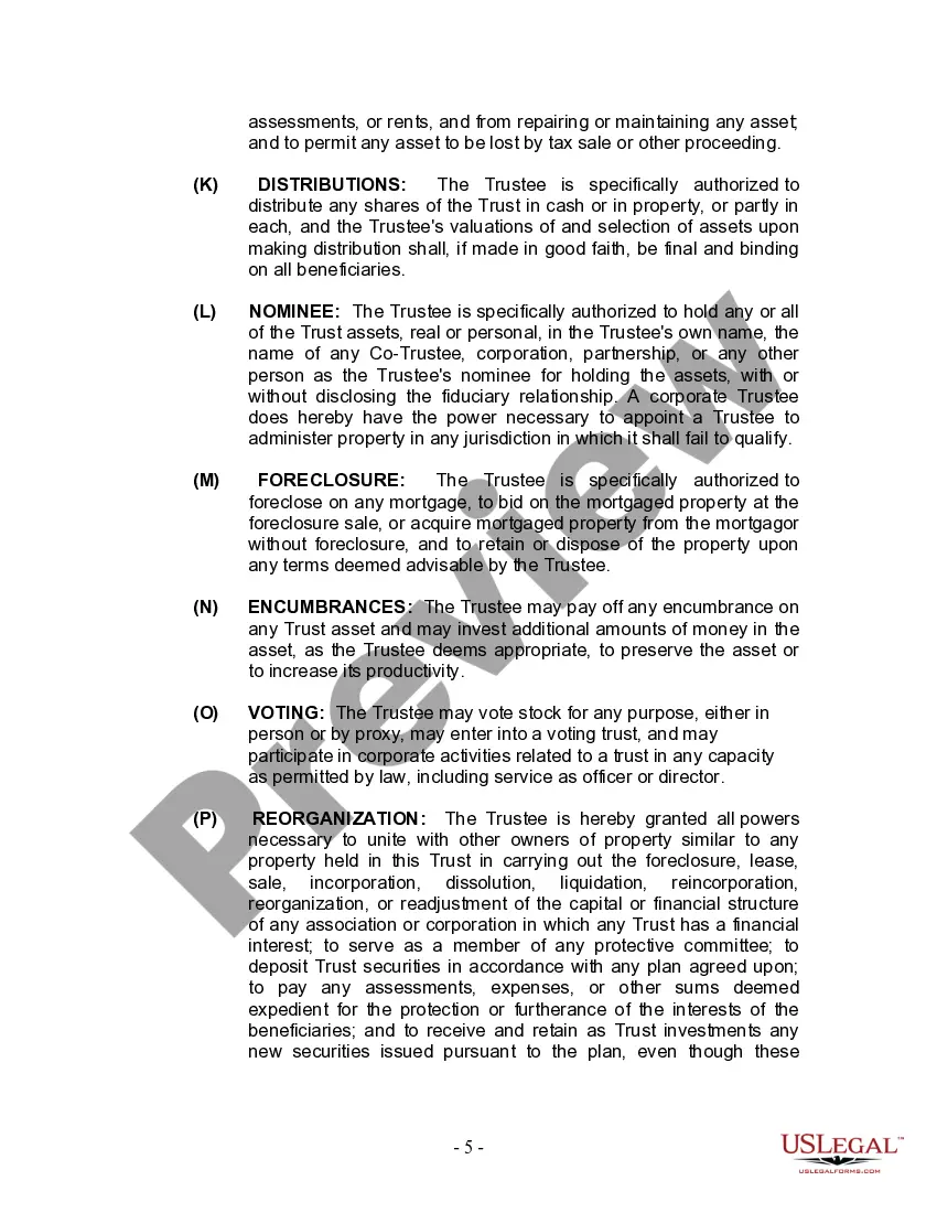 Preview Living Trust for Husband and Wife with One Child