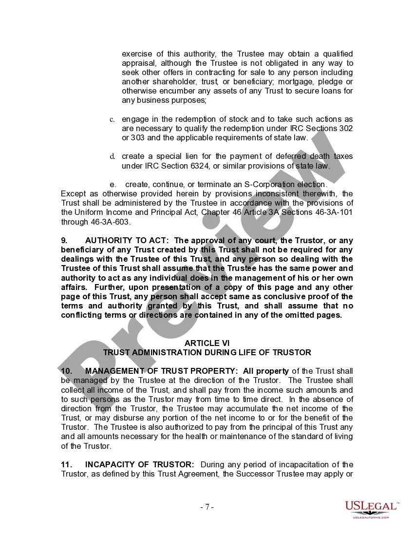 Preview Living Trust for Husband and Wife with One Child