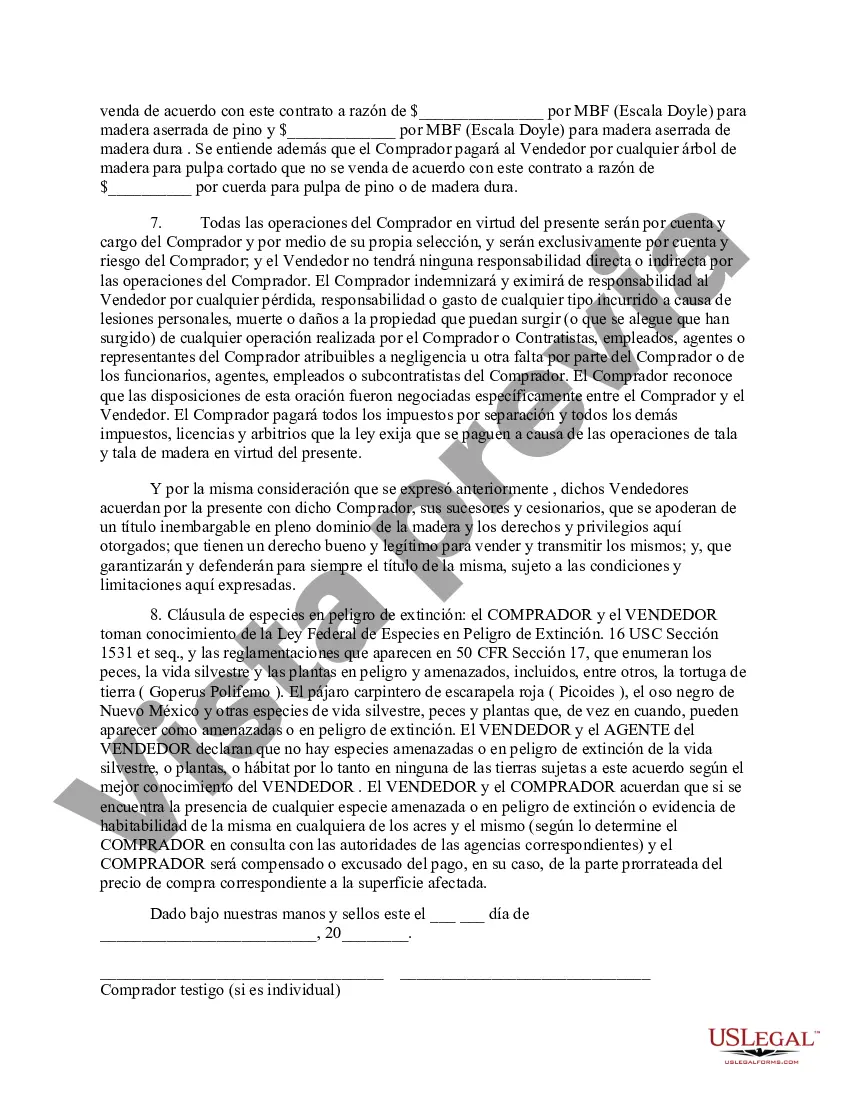 Preview Contrato de venta de madera de Nuevo México