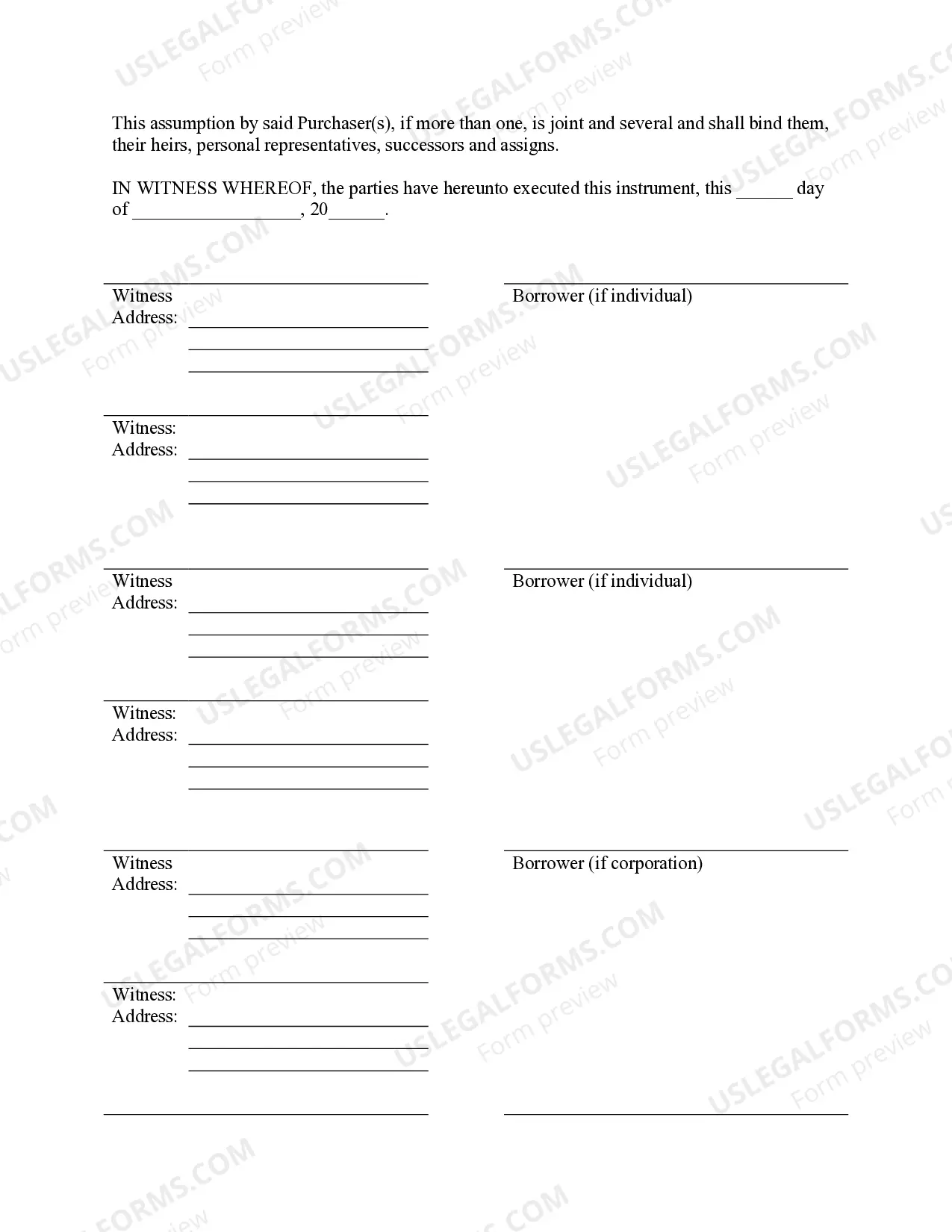 Preview Assumption Agreement of Mortgage and Release of Original Mortgagors