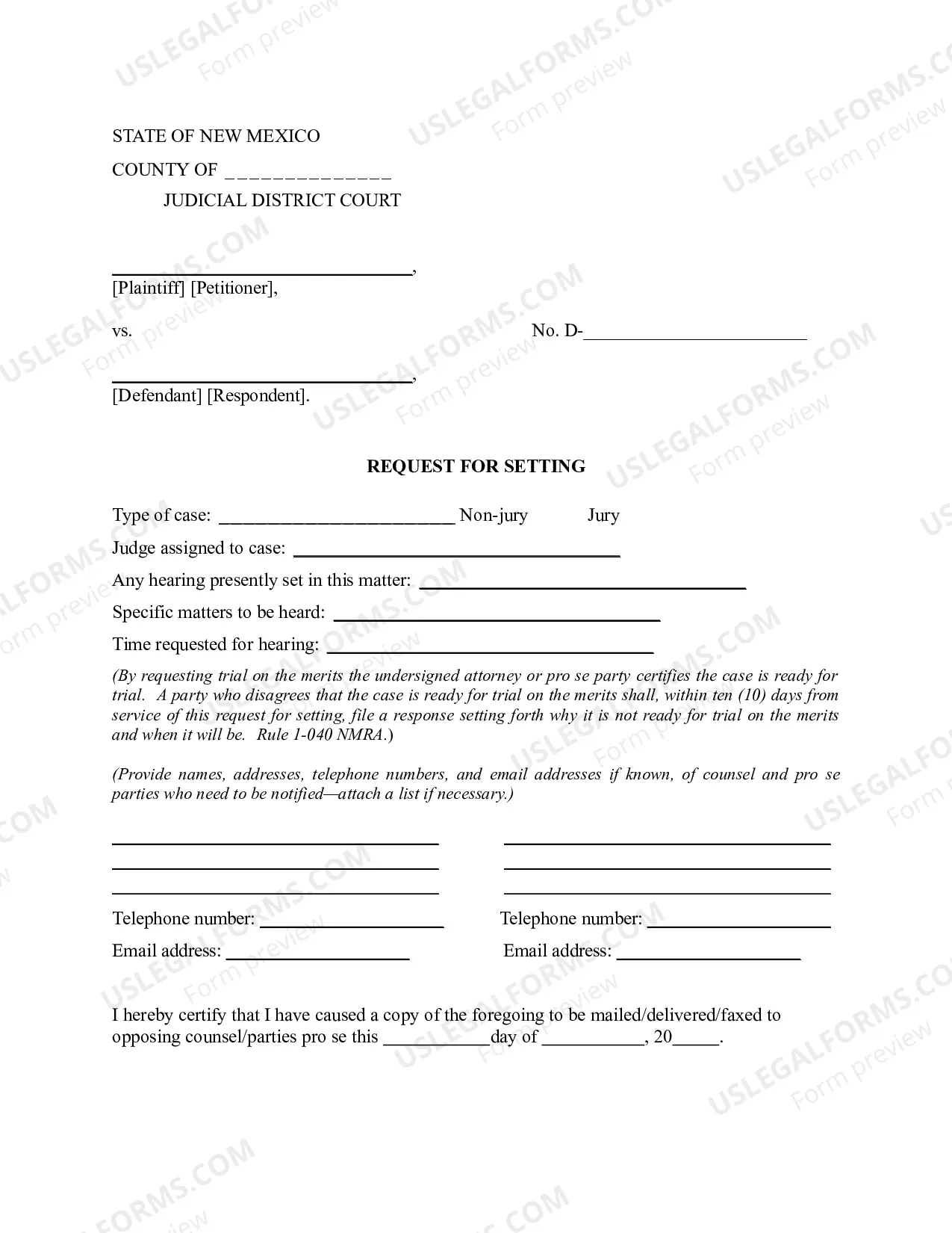 Preview Request for Setting