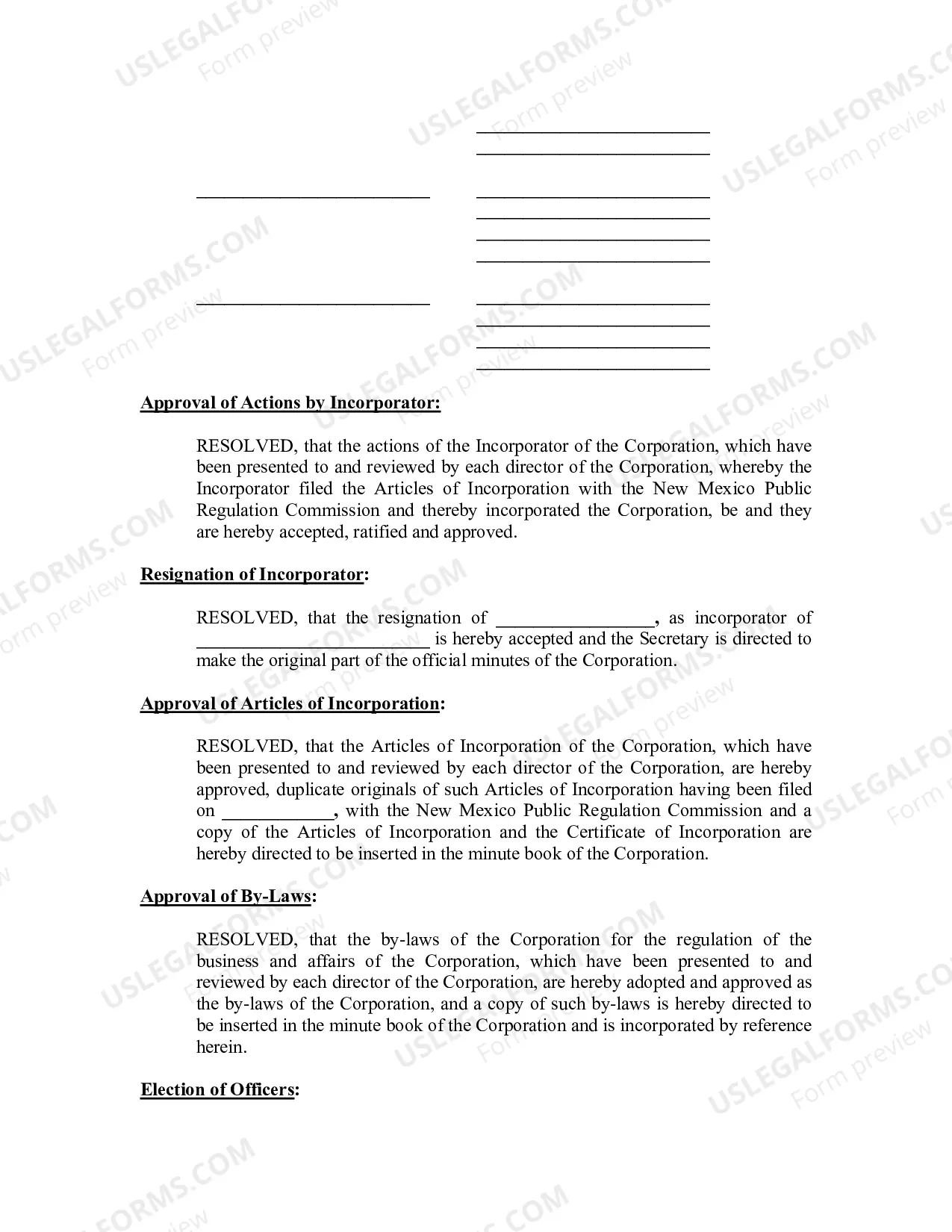 Preview Minutes for Organizational Meeting