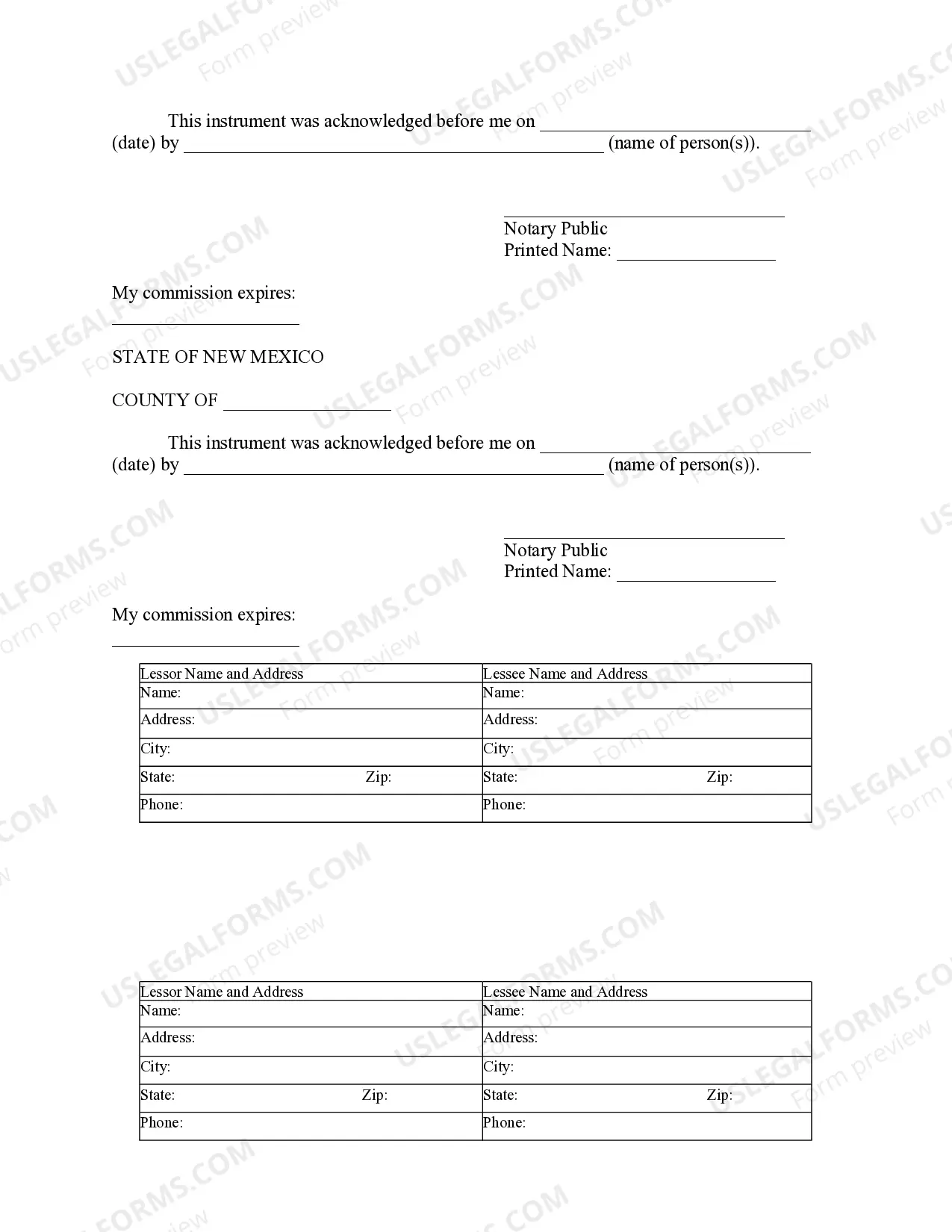 Preview Notice of Lease for Recording