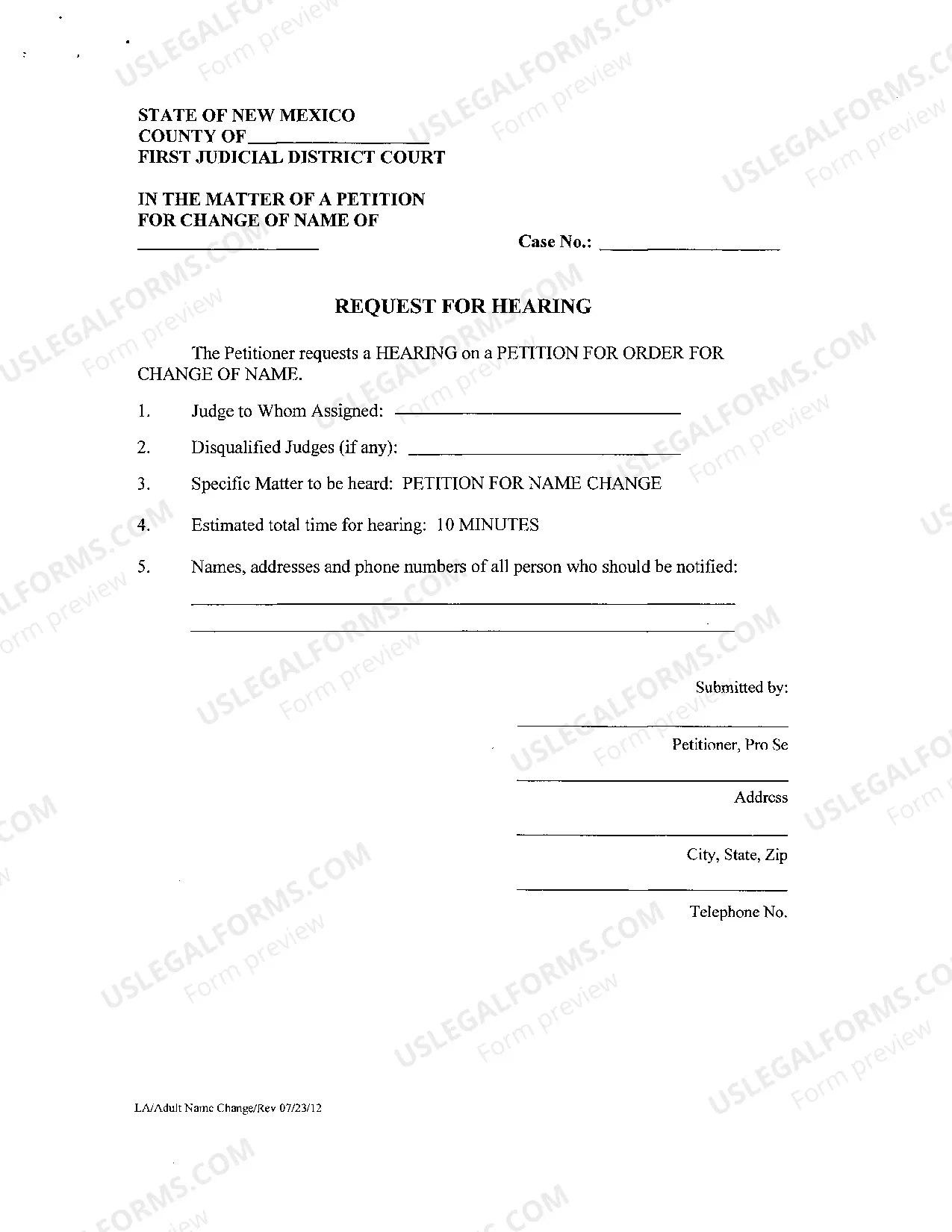 Preview Name Change Instructions and Forms - Adult Name Change - Los Alamos County Only