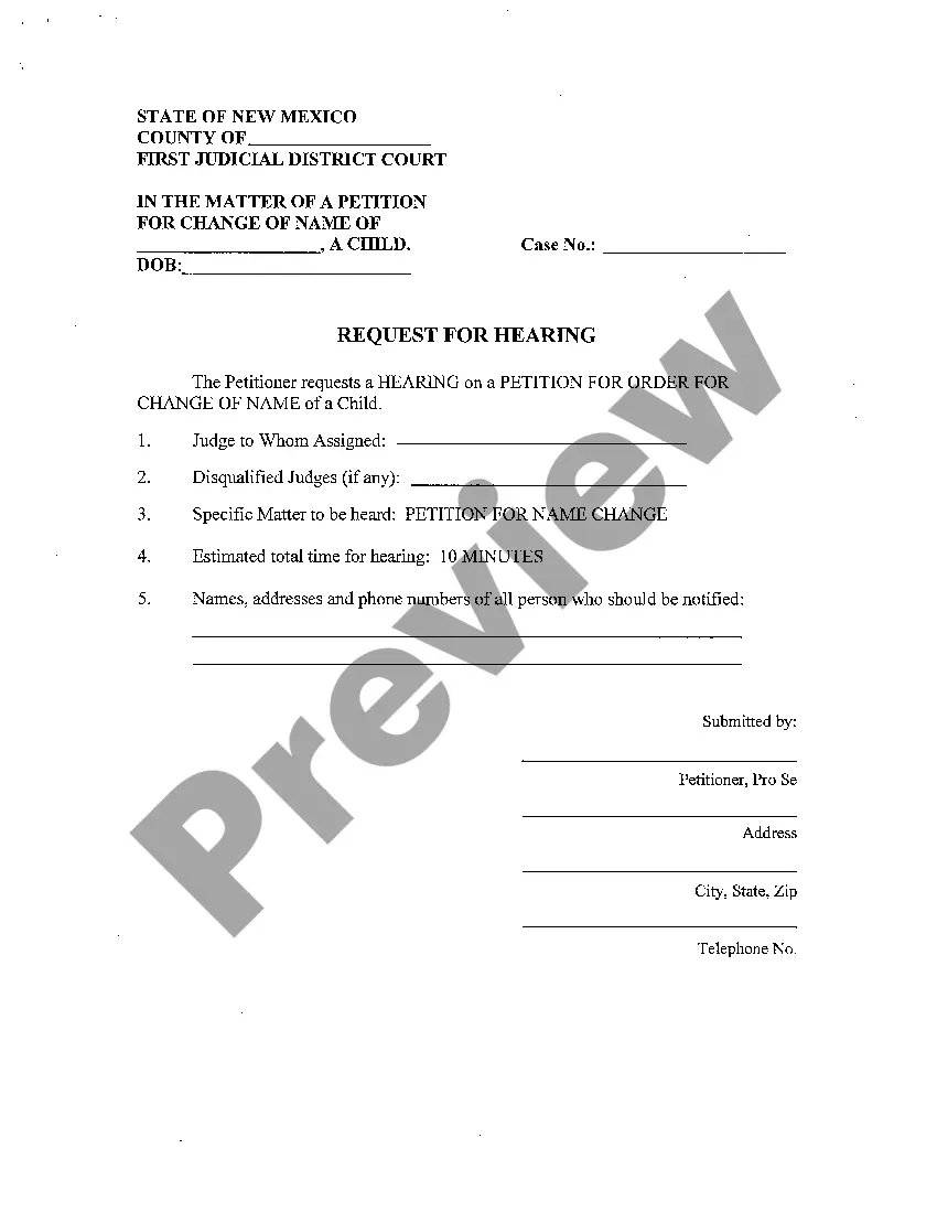 Preview Name Change Instructions and Forms for a Minor Child - Los Alamos County Only