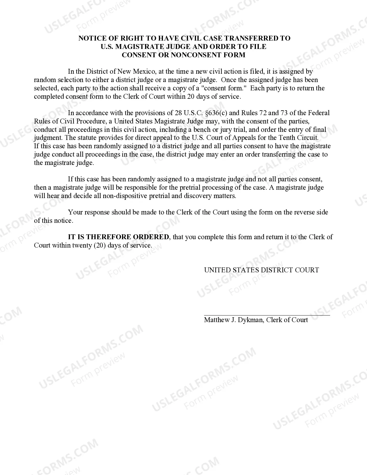 Preview Consent to Proceed Before United States Magistrate Judge