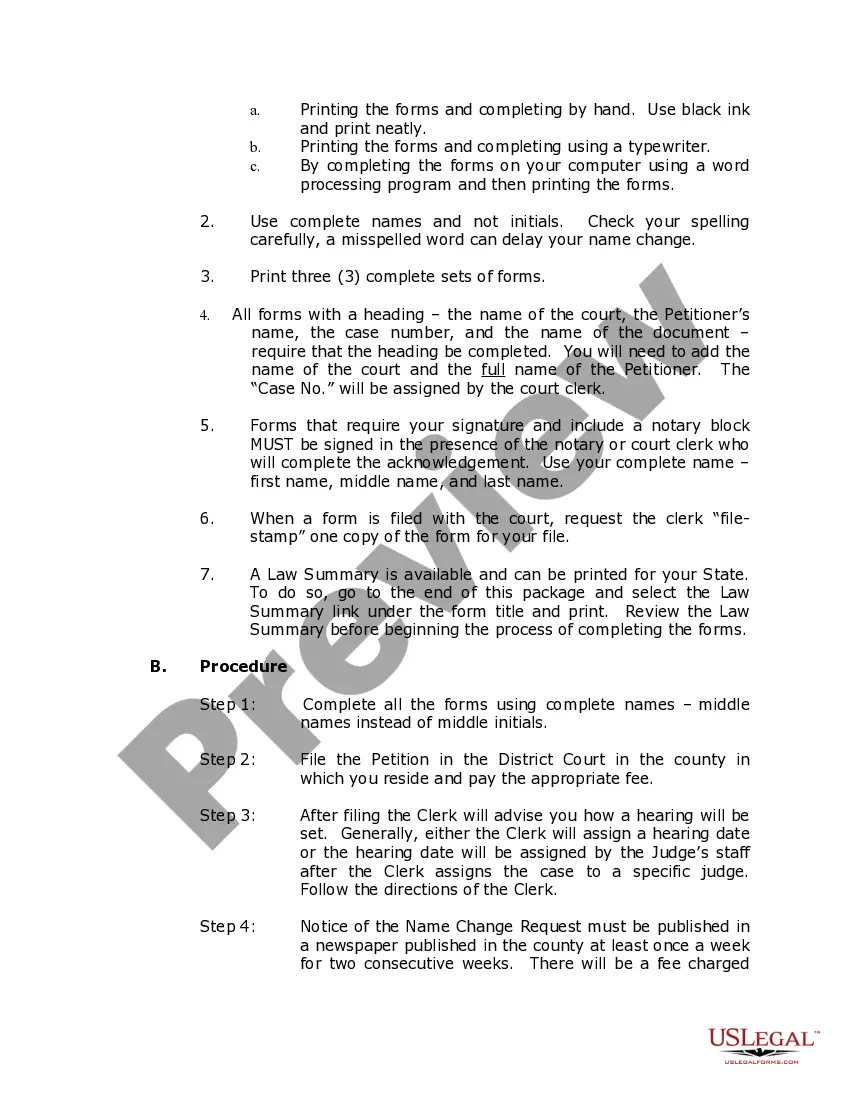 Preview New Mexico Name Change Instructions and Forms Package for a Family