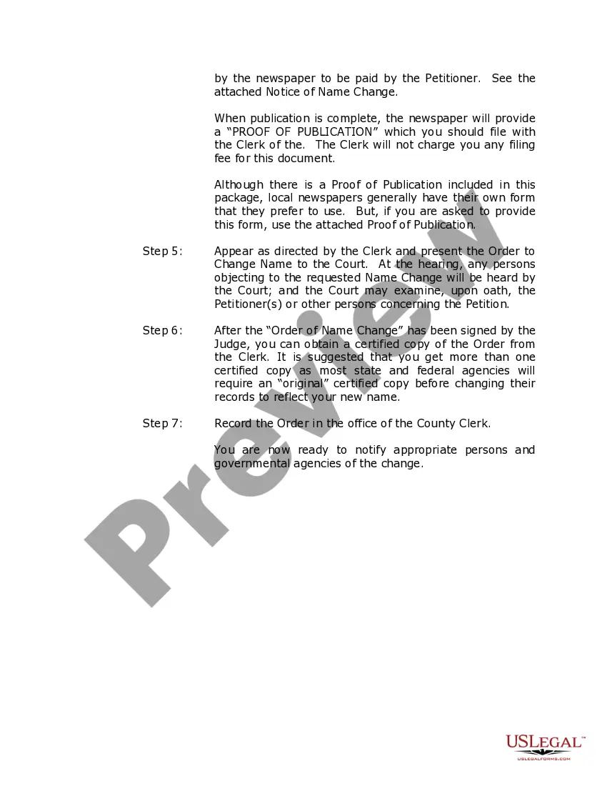 Preview New Mexico Name Change Instructions and Forms Package for a Family