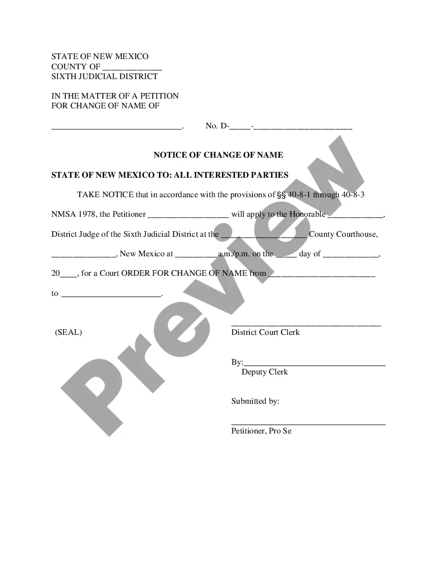 Preview Name Change Instructions and Forms for an Adult - Grant, Luna, and Hidalgo Counties Only