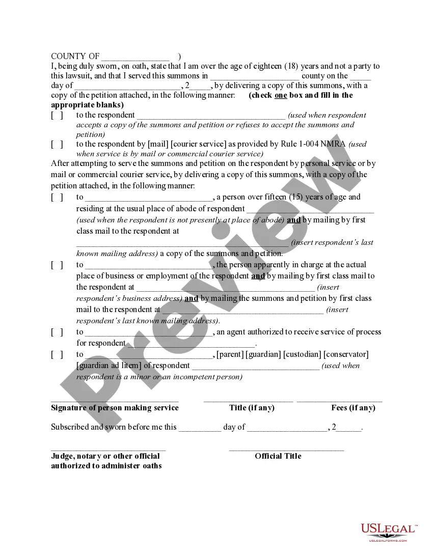 Preview Name Change Instructions and Forms for a Minor Under Age 14 - Cibola, Sandoval and Valencia Counties Only