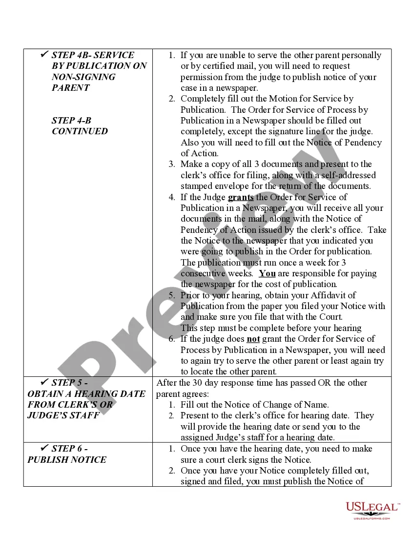 Preview Name Change Instructions and Forms for a Minor Under Age 14 - Cibola, Sandoval and Valencia Counties Only