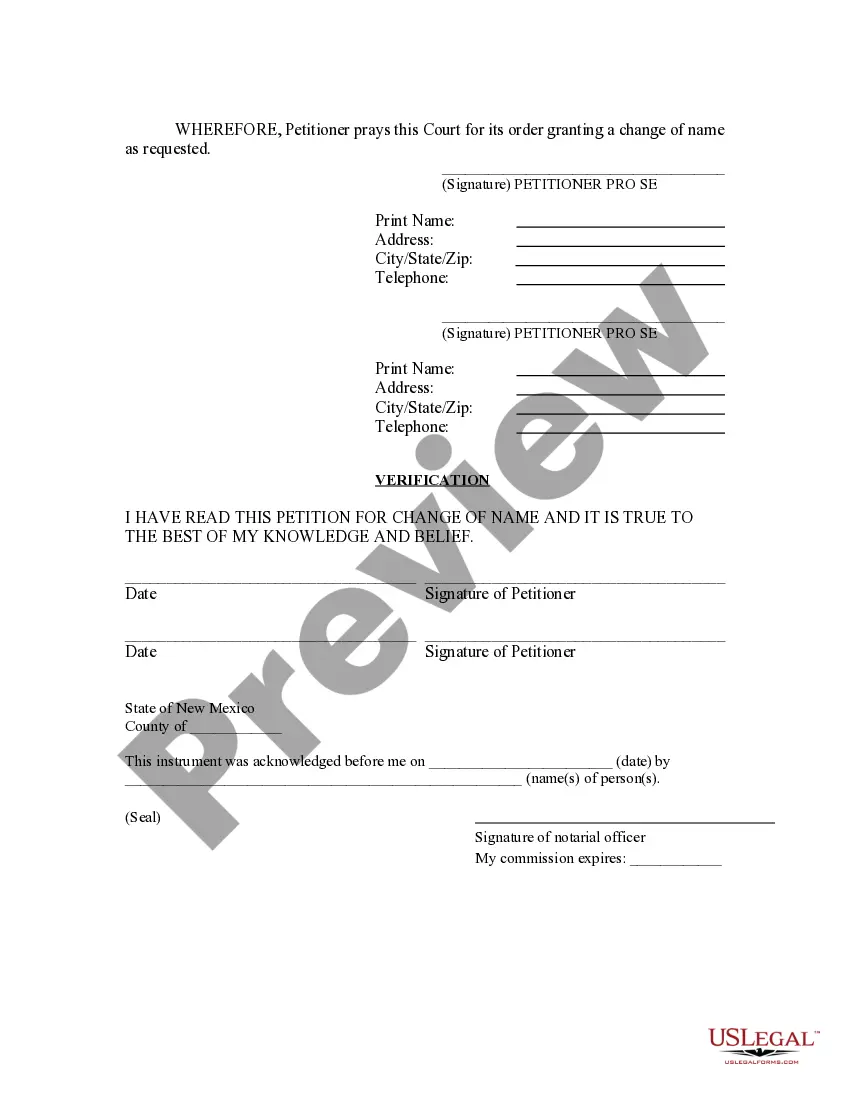 Preview Petition for Change of Name
