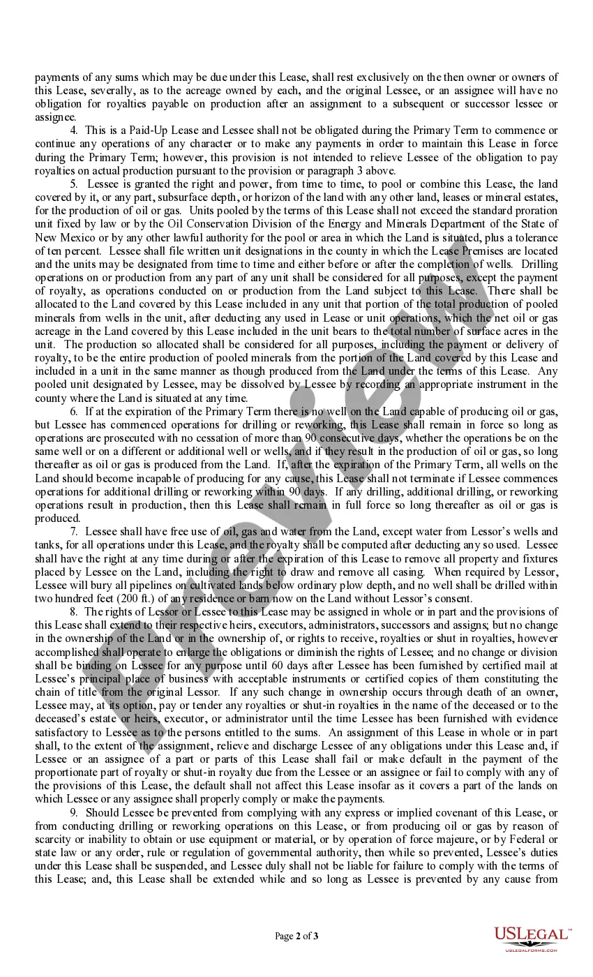 Preview Producers 88 Paid Up Lease Pooling Provision