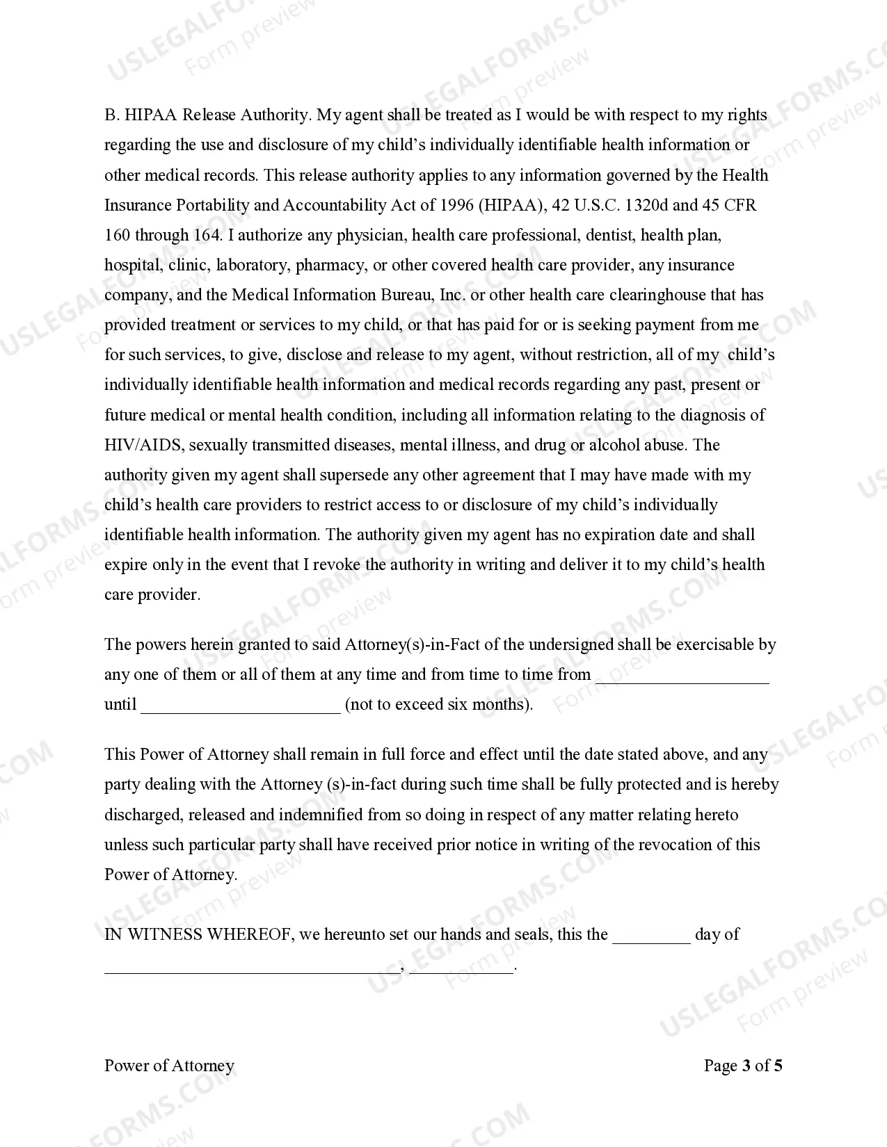 Preview General Power of Attorney for Care and Custody of Child or Children