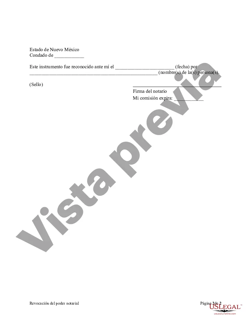 Preview Revocación del poder notarial para el cuidado de un niño o niños