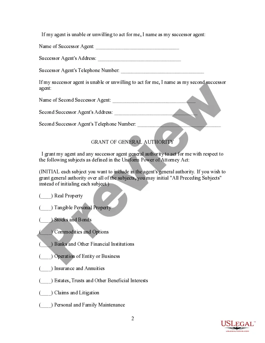 Preview Statutory General Power of Attorney with Durable Provisions