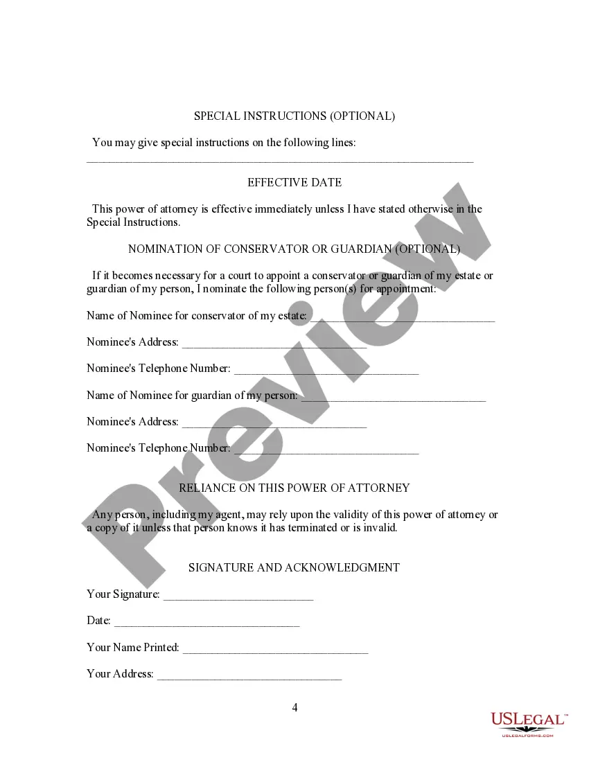 Preview Statutory General Power of Attorney with Durable Provisions