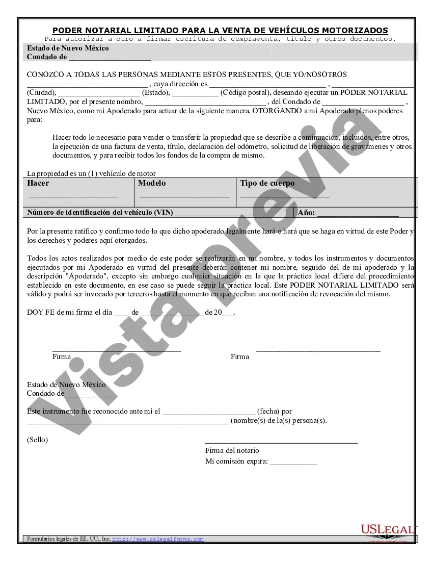 Preview Poder notarial para la venta de vehículos de motor