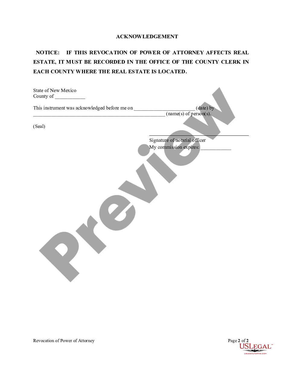 page 1 Revocation of Statutory General Power of Attorney preview