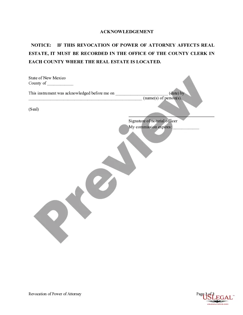 Preview Revocation of Statutory General Power of Attorney