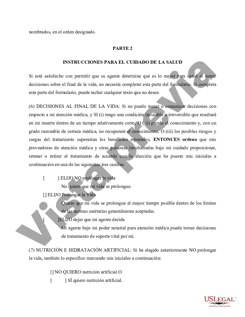 Preview Directiva de atención médica con directiva de atención médica opcional Estatutaria, incluidas las disposiciones del testamento en vida