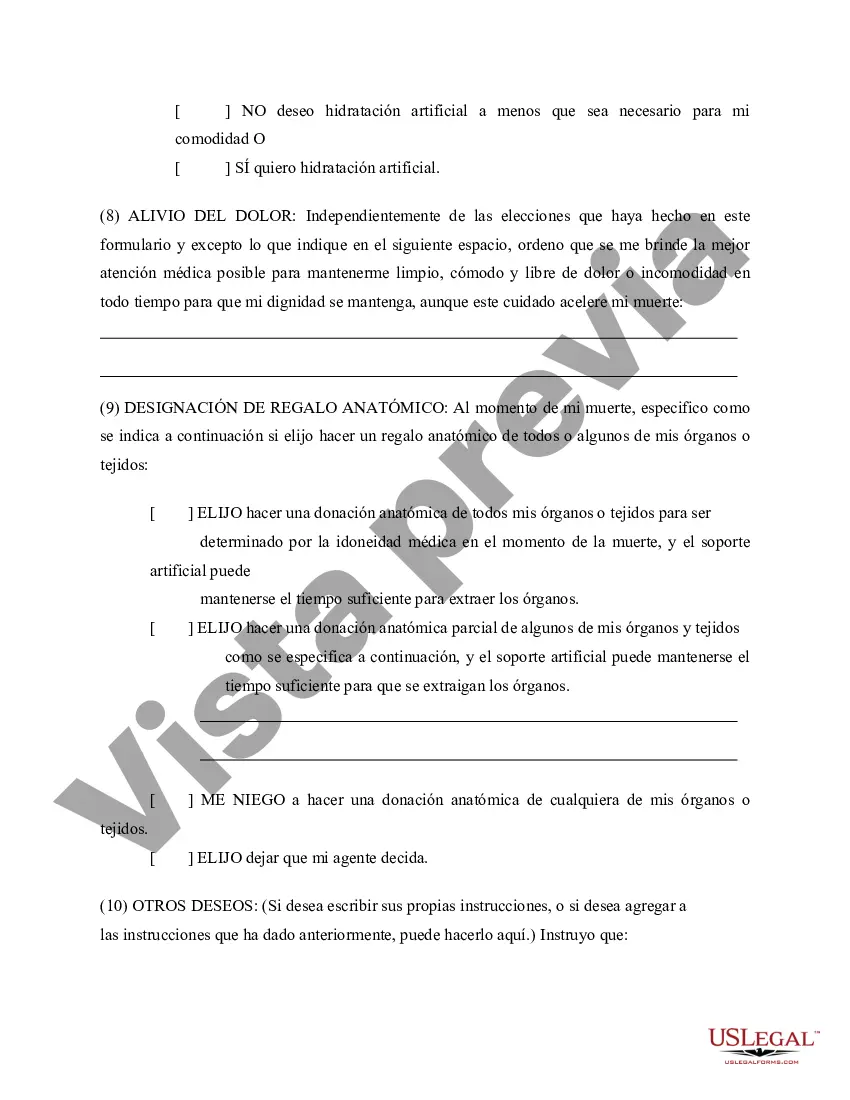 Preview Directiva de atención médica con directiva de atención médica opcional Estatutaria, incluidas las disposiciones del testamento en vida