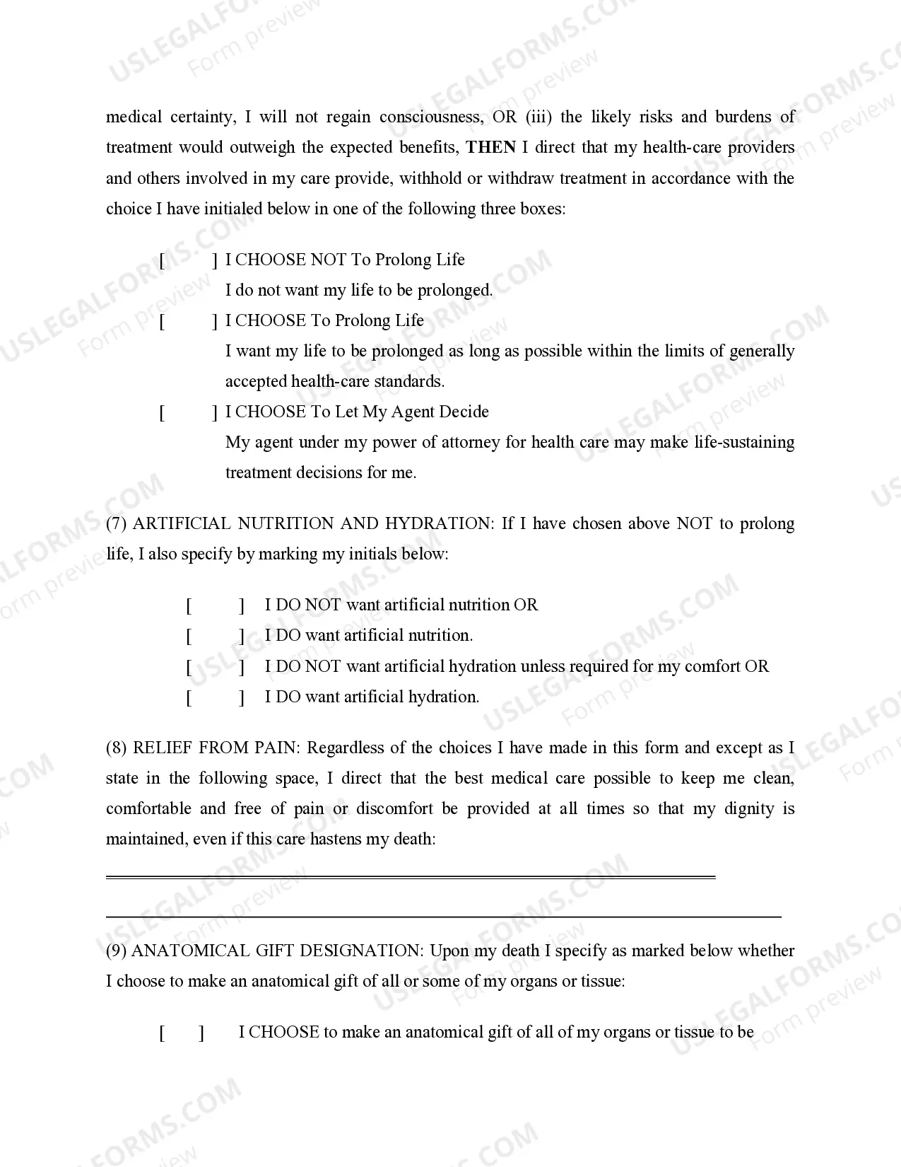 Preview Health Care Directive with Optional Health Care Directive Statutory including Living Will provisions