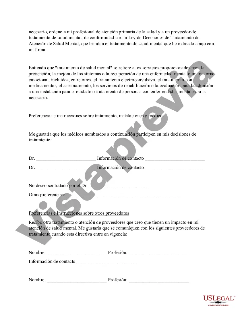 Preview Directiva Anticipada para Tratamiento de Salud Mental