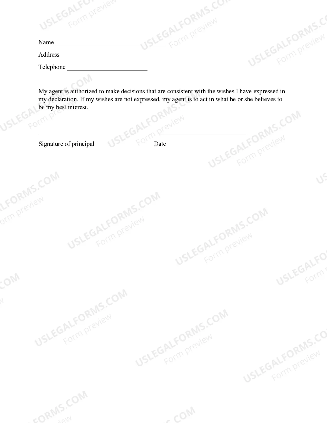 Preview Advance Directive for Mental Health Treatment