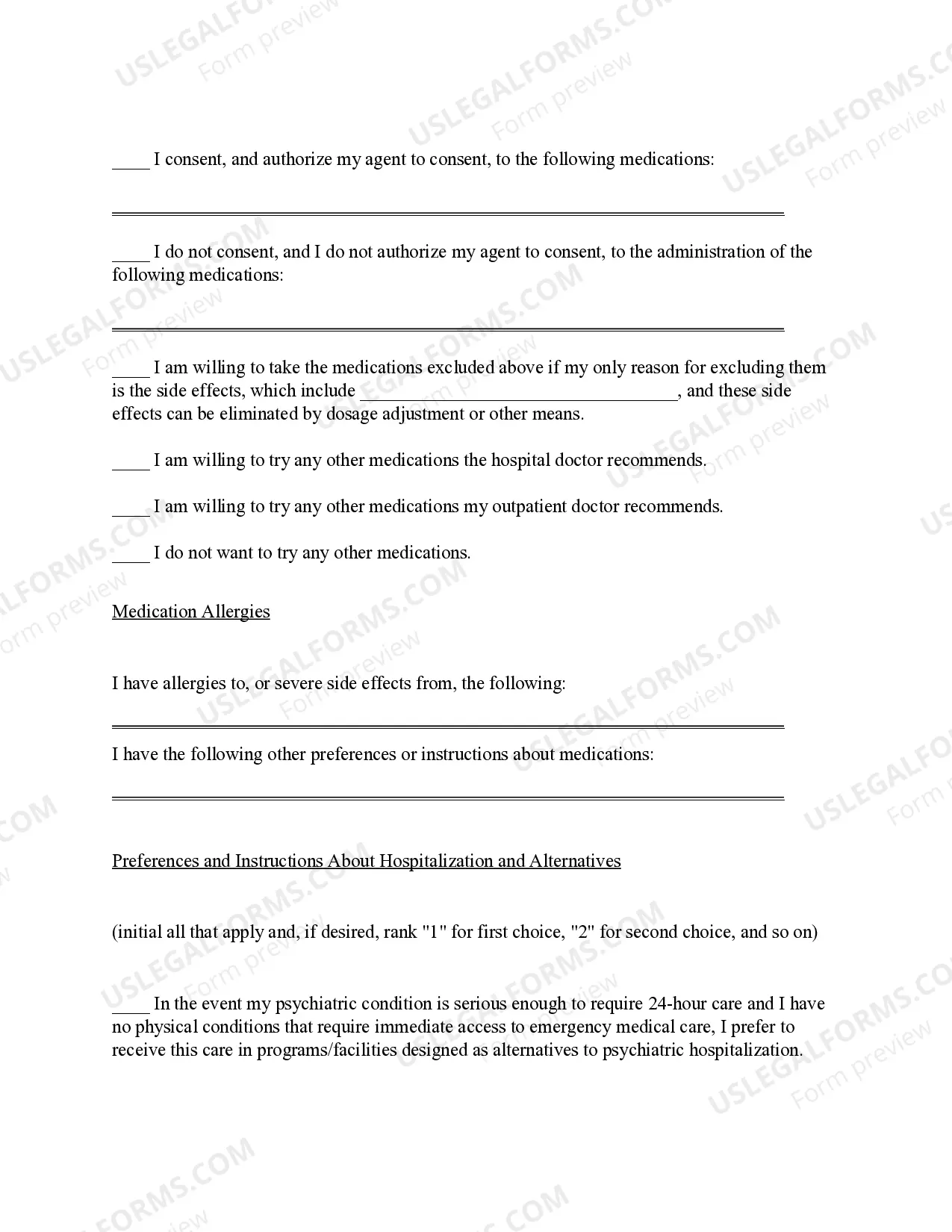 Preview Advance Directive for Mental Health Treatment